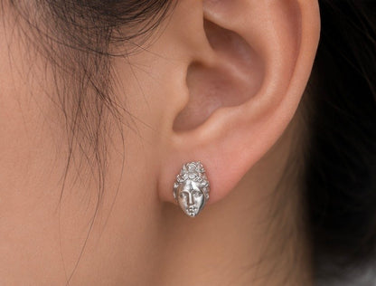 Silver Medusa Stud Earrings