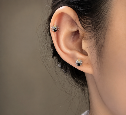 Silver Spider Stud Earrings 🕷️