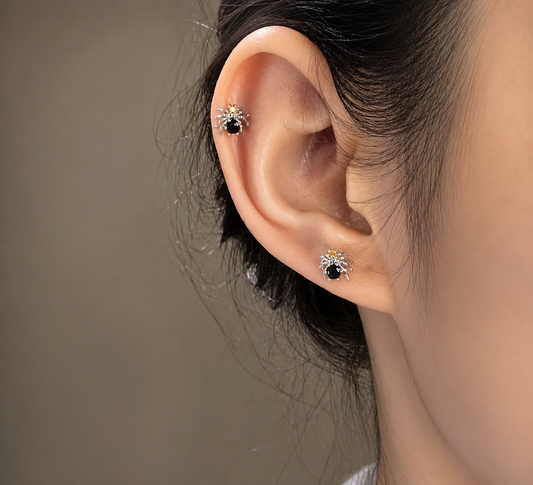 Silver Spider Stud Earrings 🕷️