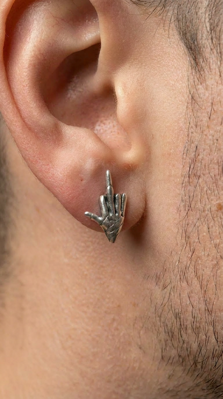 Silver Skeleton Hand Stud Earrings